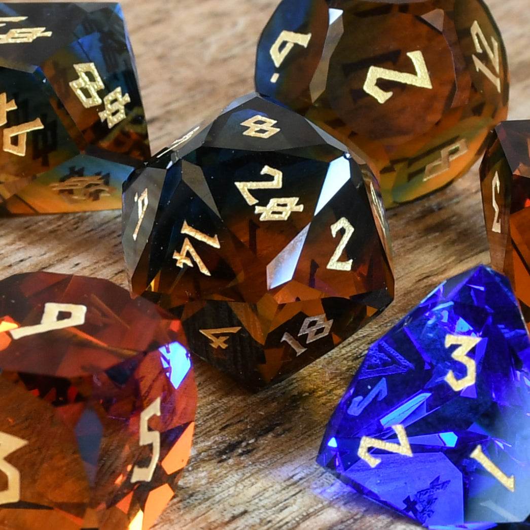 Ice and Fire Multifaceted Glass Dice Set 'PRE-ORDER | SPRING EVENT DEAL' - 