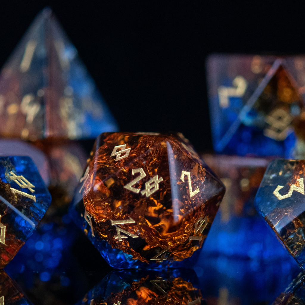 Ice and Fire Shattered Glass Dice Set