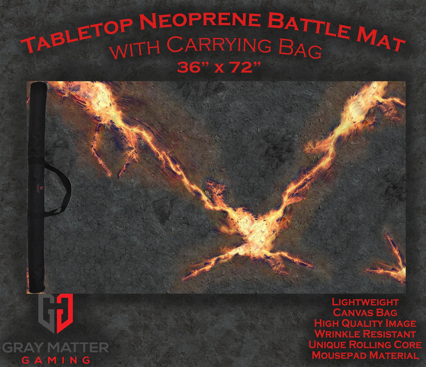 Infernal Steppes - Neoprene Battle Mat - Warhammer, AoS, 40K, Kill Team, MCP, Shatterpoint, Legion, Deadzone, More - 36x72