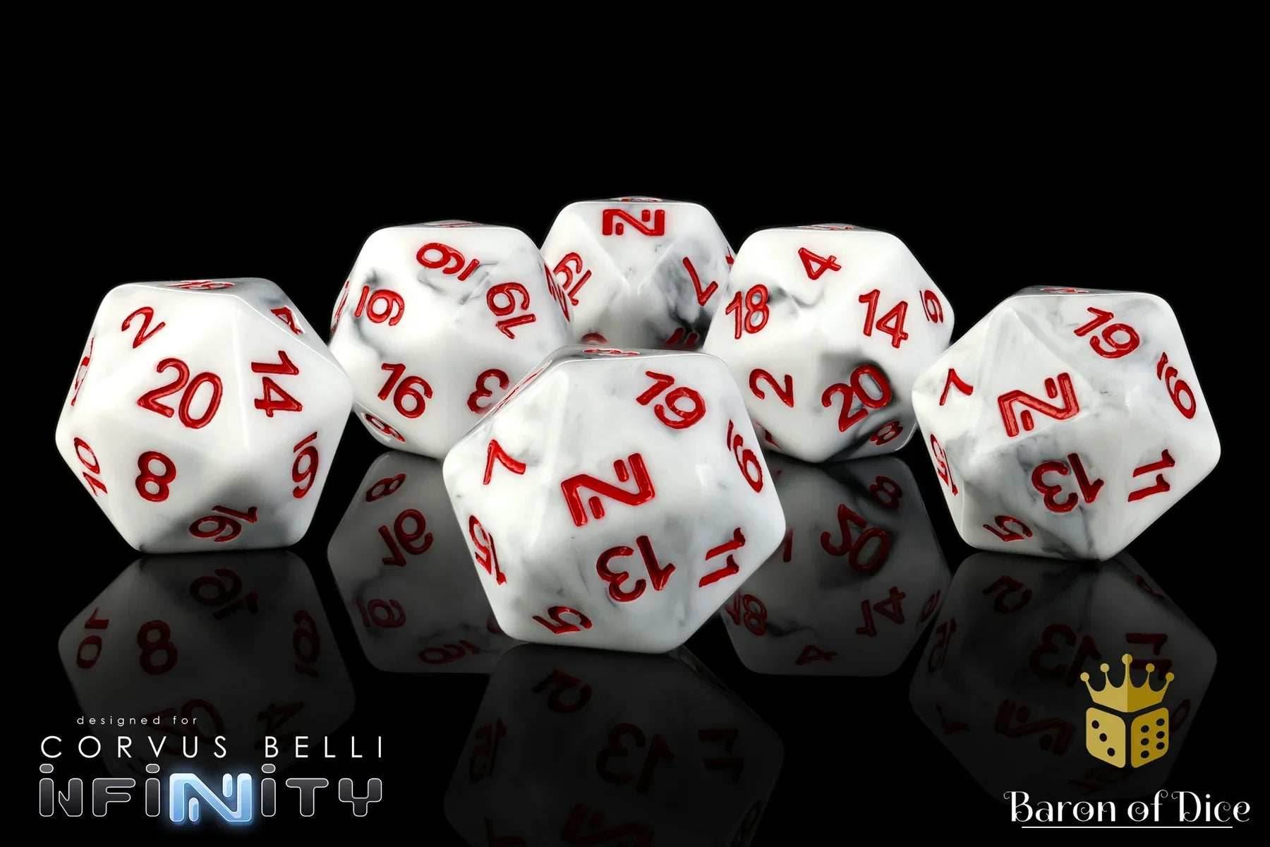 INFINITY: MARBLED RED, DICE SET - 