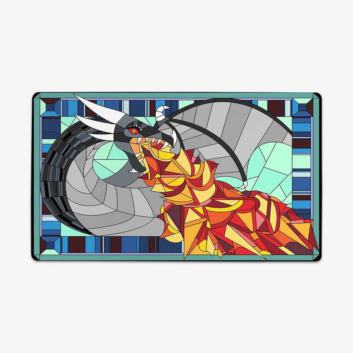 Fire Breathing Glass Dragon Playmat - Standard Playmat / Black / Plain