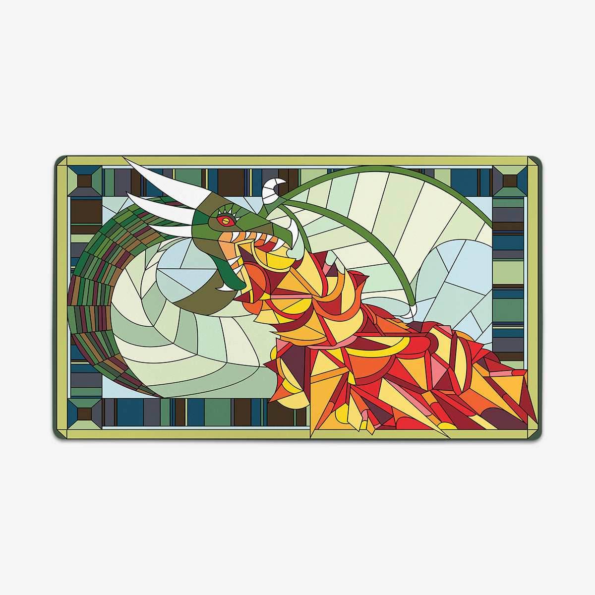 Fire Breathing Glass Dragon Playmat - Standard Playmat / Green / Plain