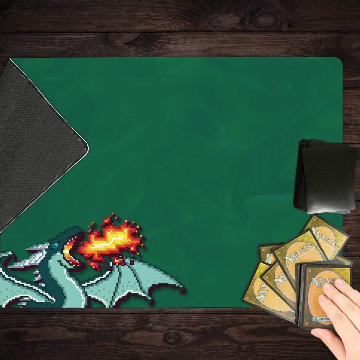 Pixel Dragon Playmat - Standard Playmat / Blue / Plain