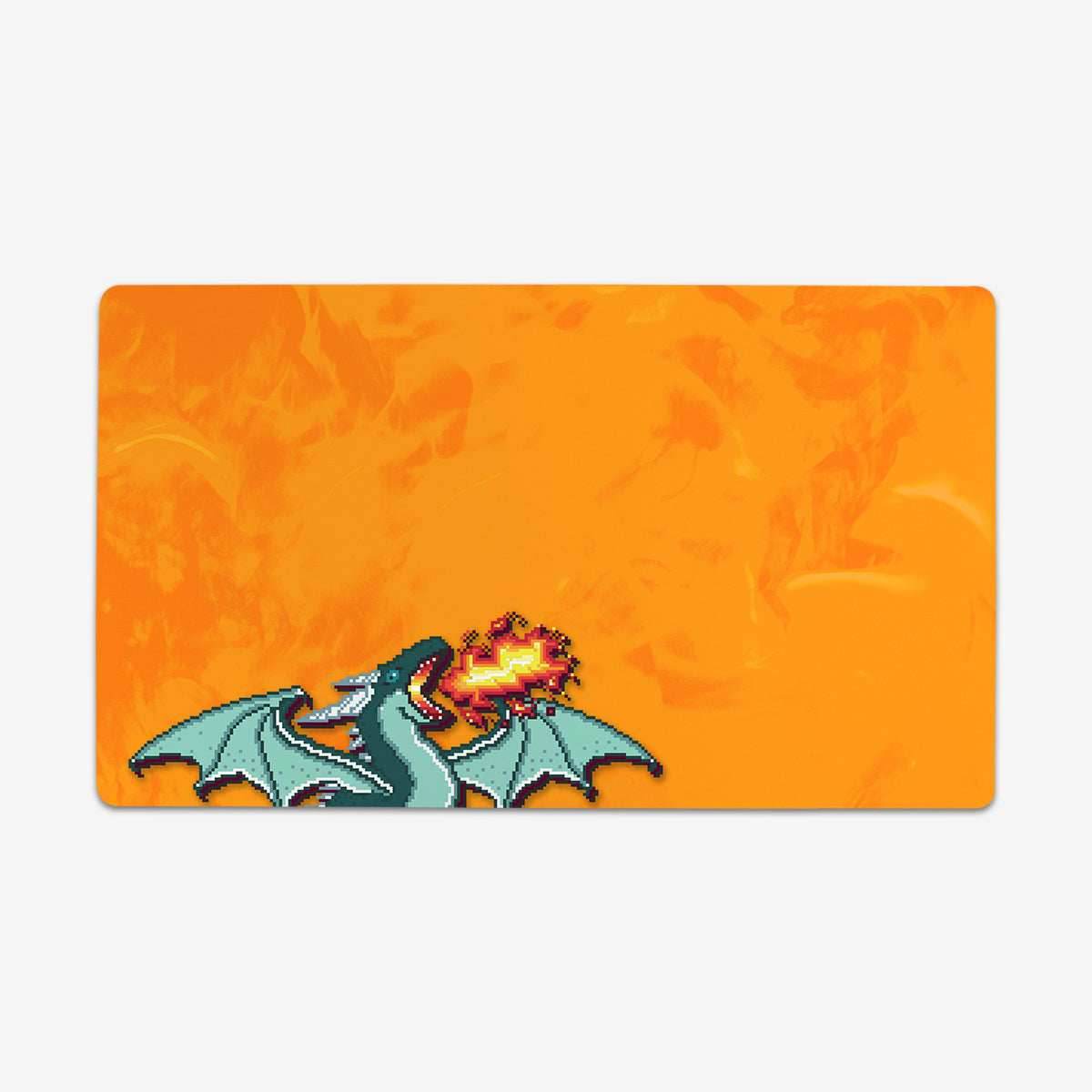 Pixel Dragon Playmat - Standard Playmat / Orange / Plain