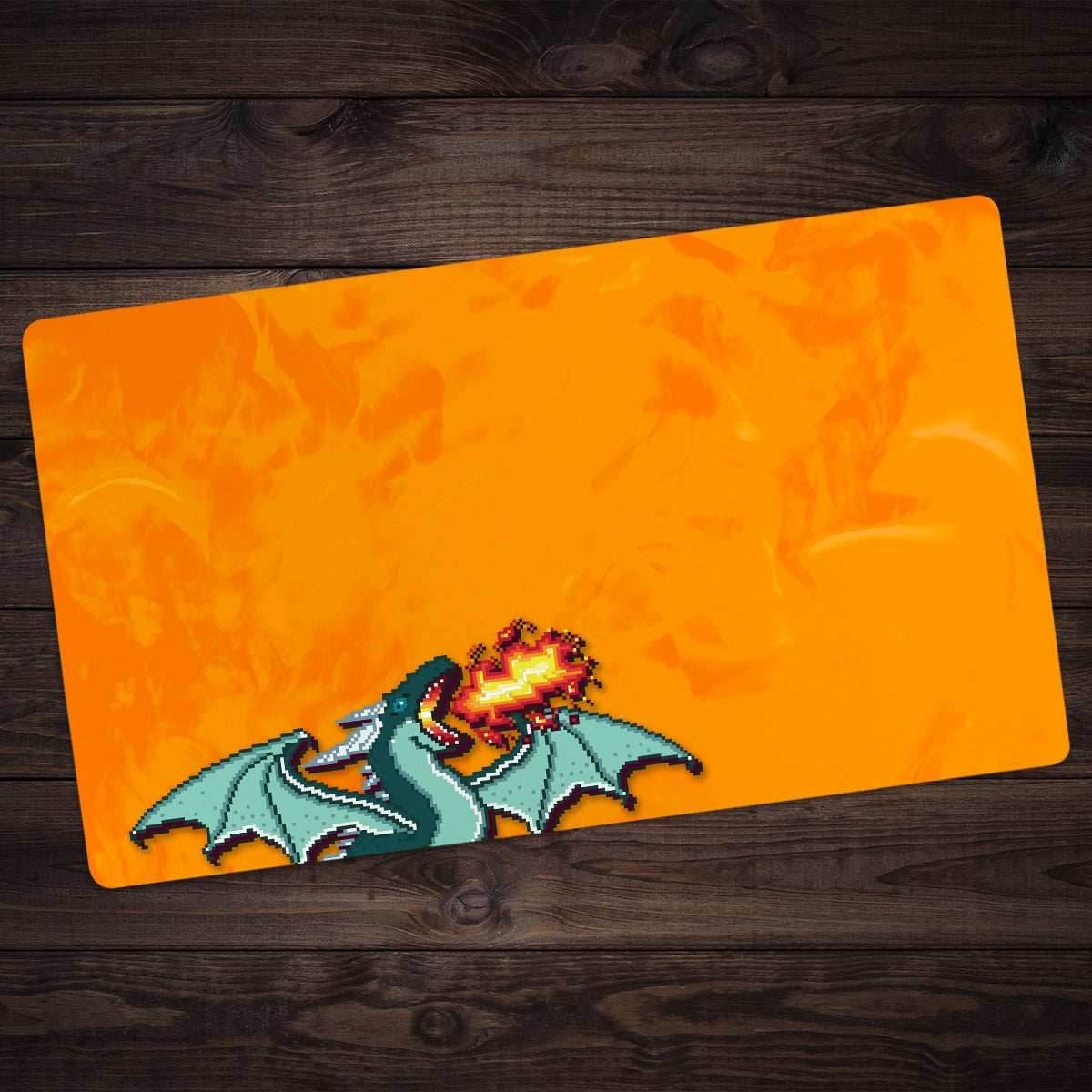 Pixel Dragon Playmat - Standard Playmat / Blue / Plain