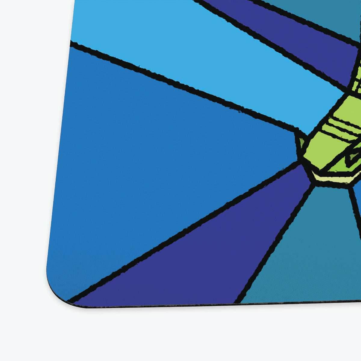 Stained Glass Flying Dragon Playmat - Standard Playmat / Blue / Plain