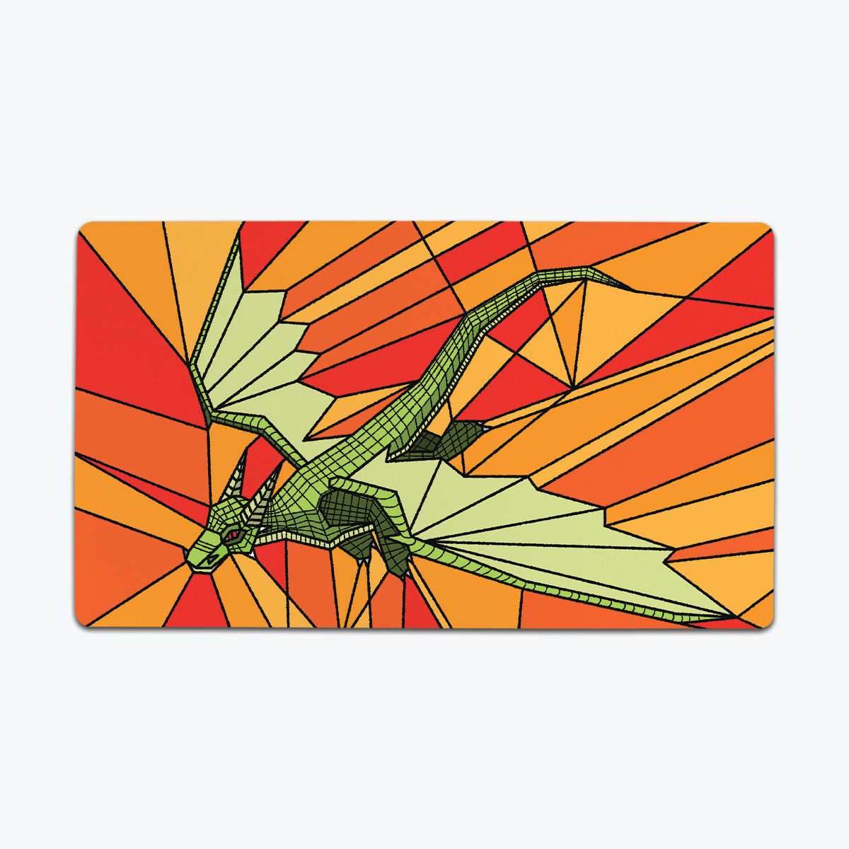 Stained Glass Flying Dragon Playmat - Standard Playmat / Orange / Plain