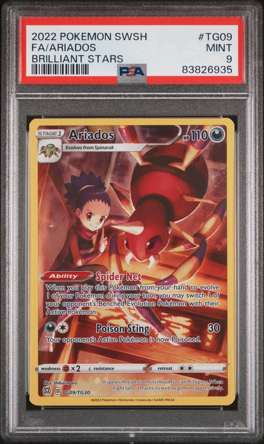 2022 POKEMON SWORD & SHIELD BRILLIANT STARS Full Art ARIADOS #TG09 PSA 9 - 