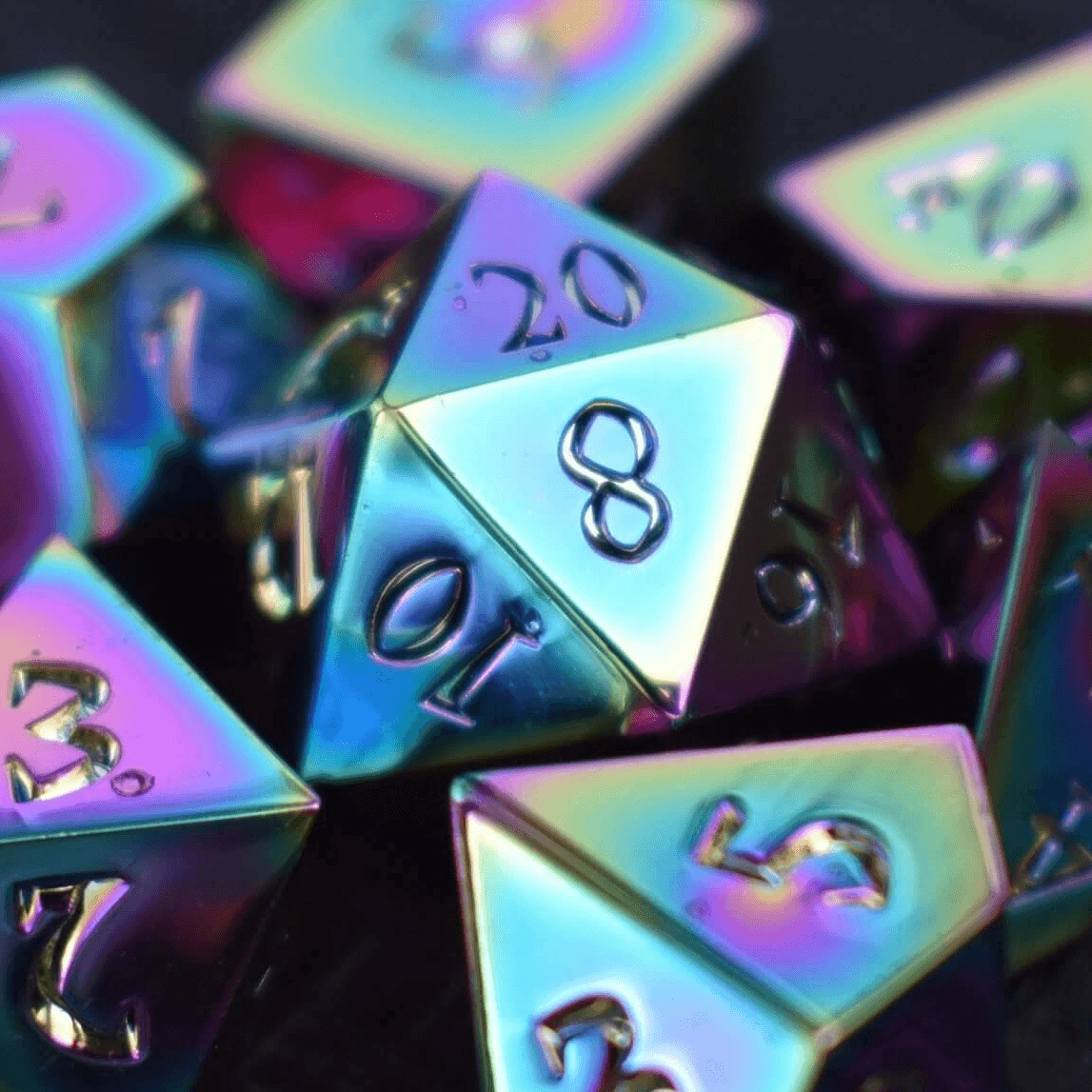 Iridescent Sharp-Edged Metal Dice Set 'PRE-ORDER | SPRING EVENT DEAL' - 