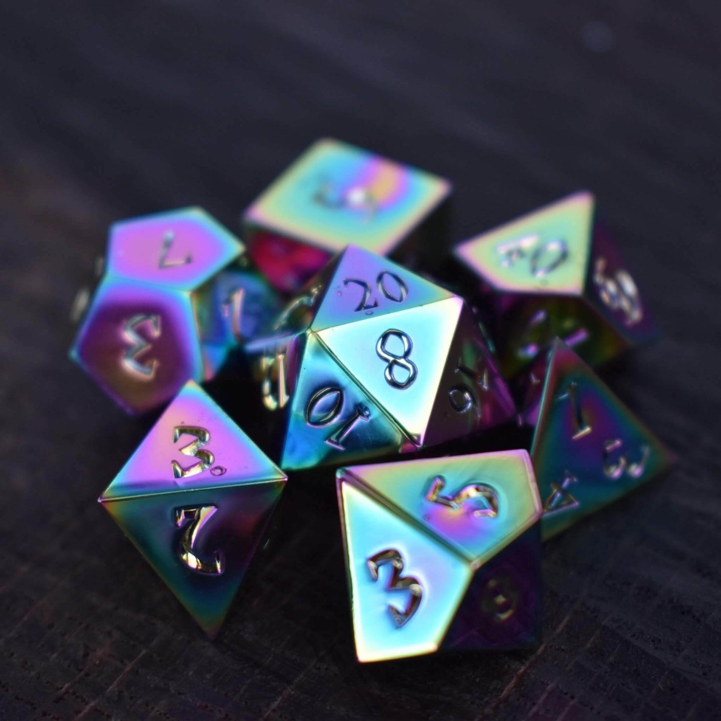 Iridescent Sharp-Edged Metal Dice Set 'PRE-ORDER | SPRING EVENT DEAL' - 