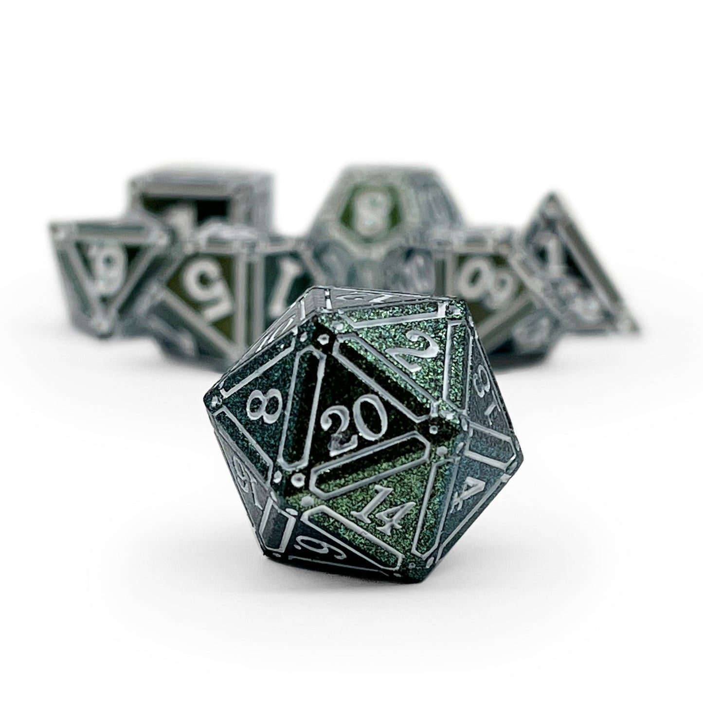 Ironworks - Necromancer Spellbook 7 Piece RPG set Alloy Metal Dice