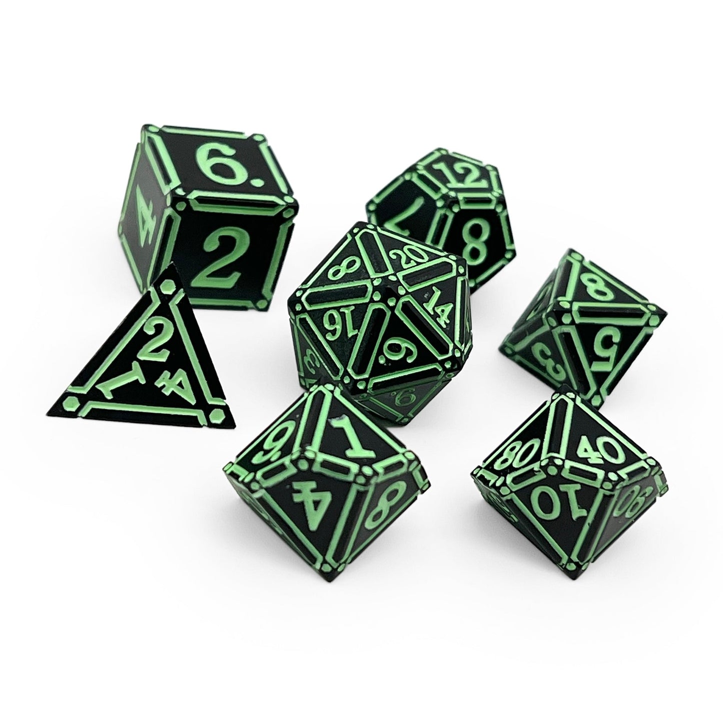 Ironworks - Witches Heart 7 Piece RPG set Alloy Metal Dice