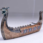 Retro Carving Viking Dragon Boat Incense Stick Holder - 