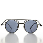 90s Round Steampunk Goth Vintage Sunglass - Joker - Black / Gray Lens