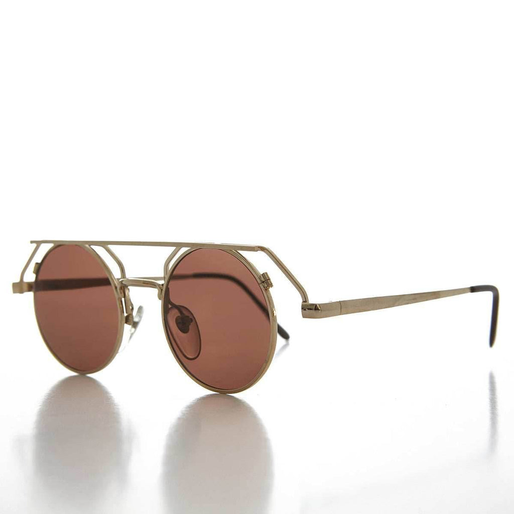 90s Round Steampunk Goth Vintage Sunglass - Joker - Black / Gray Lens