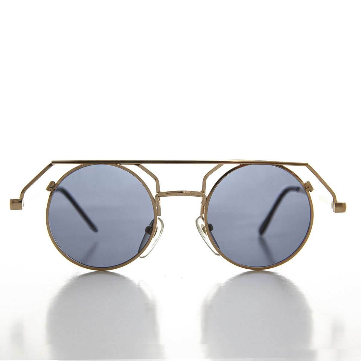 90s Round Steampunk Goth Vintage Sunglass - Joker - Gold / Gray Lens
