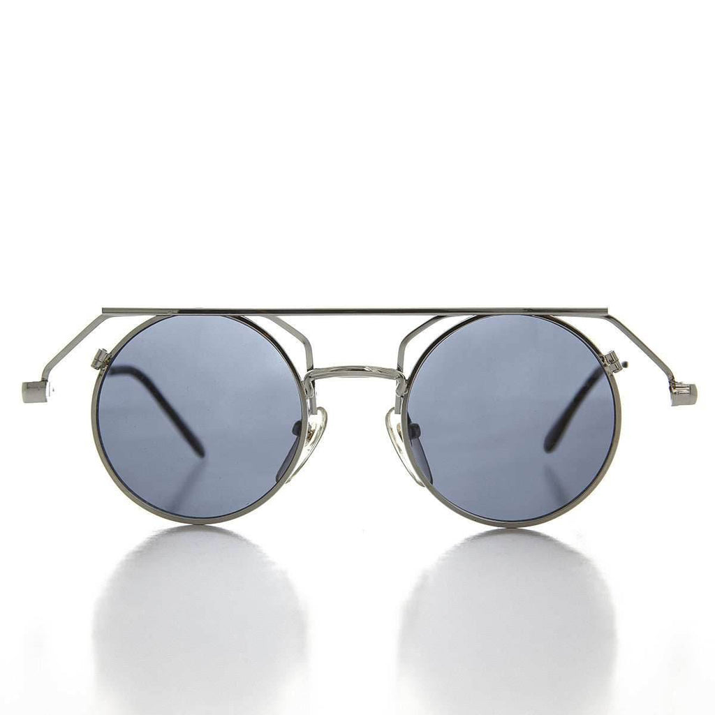90s Round Steampunk Goth Vintage Sunglass - Joker - Silver