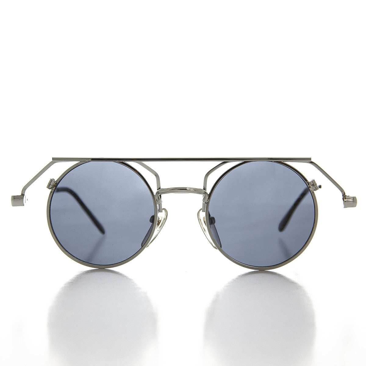 90s Round Steampunk Goth Vintage Sunglass - Joker - Silver