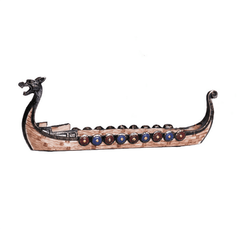 Retro Carving Viking Dragon Boat Incense Stick Holder - 