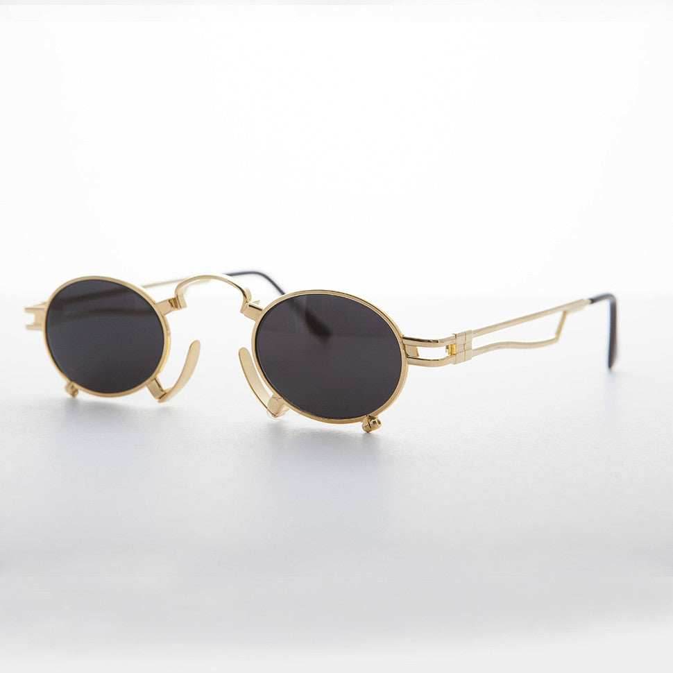 Rare Vintage Steampunk Sunglass with Metal Nose Piece - Jules - Gold