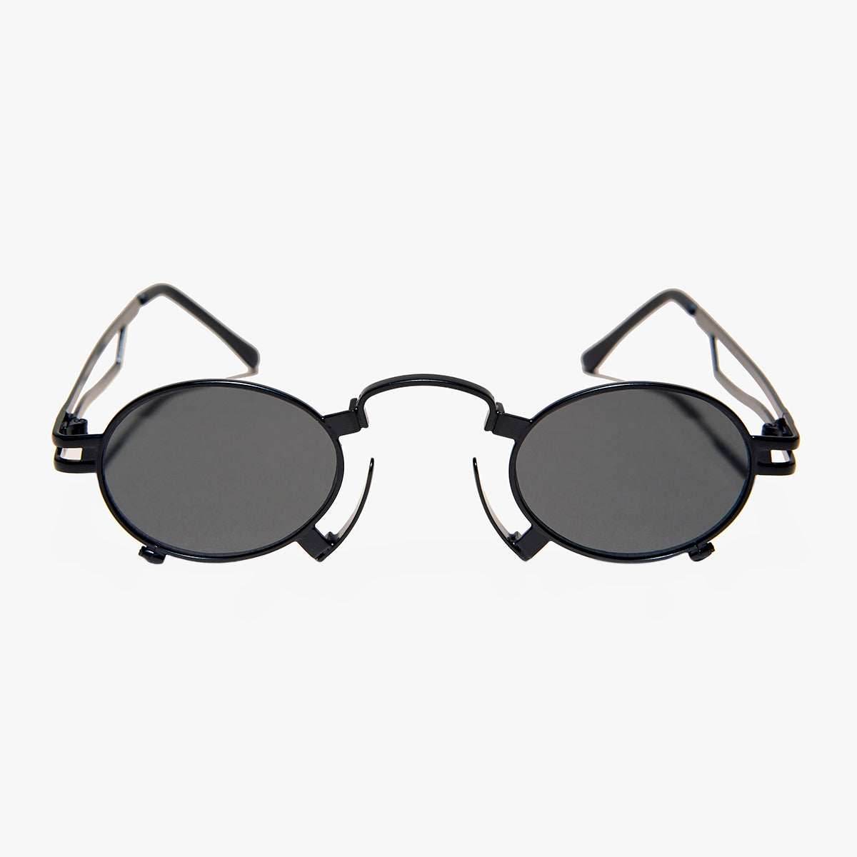 Ultimate Black Metal Steampunk Sunglass - Jules - Black / Gray Lens