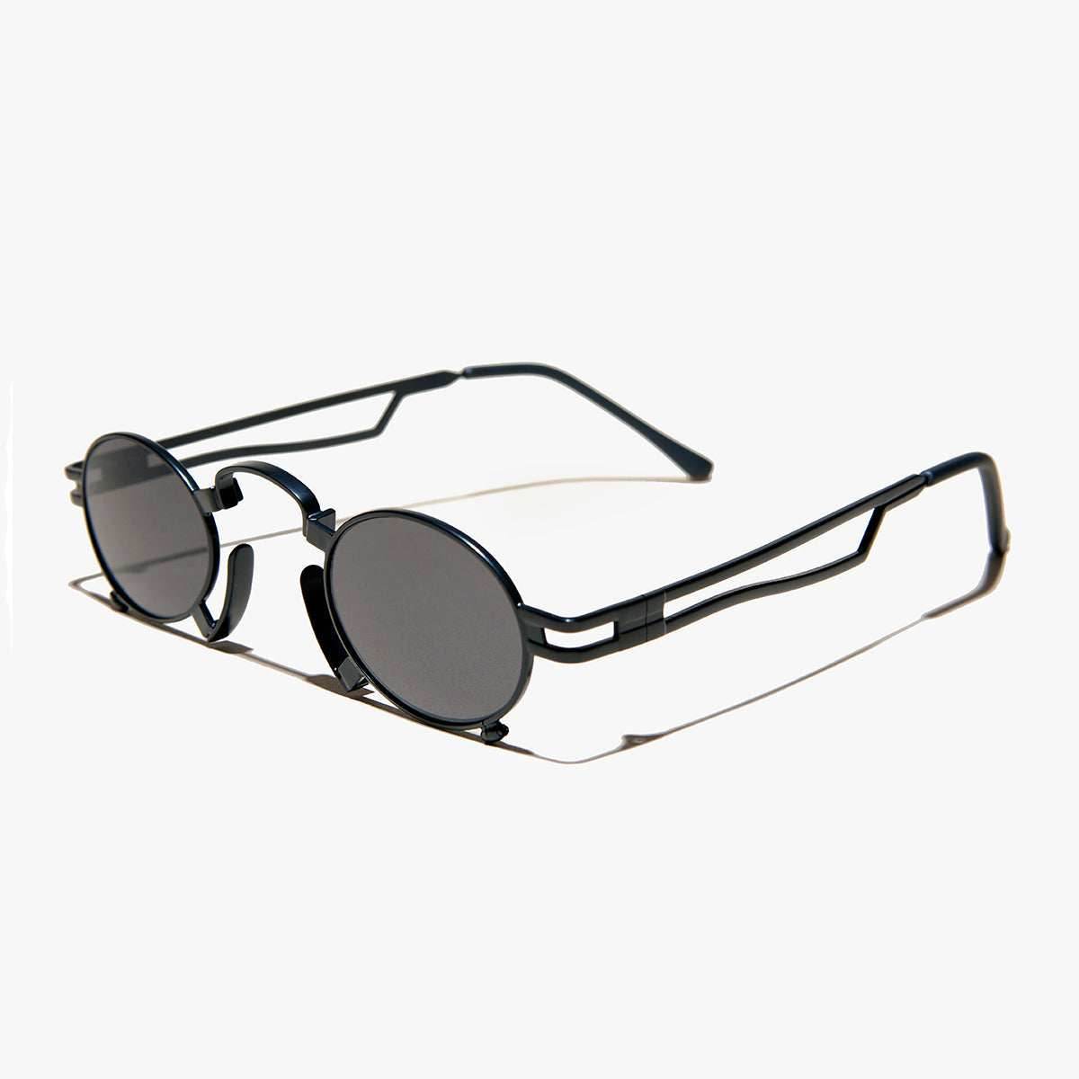 Ultimate Black Metal Steampunk Sunglass - Jules - Black / Gray Lens