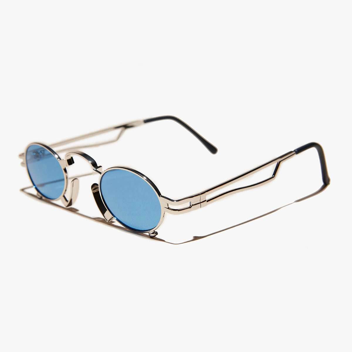 Ultimate Silver Steampunk Sunglass - Jules - Silver / Blue Lens