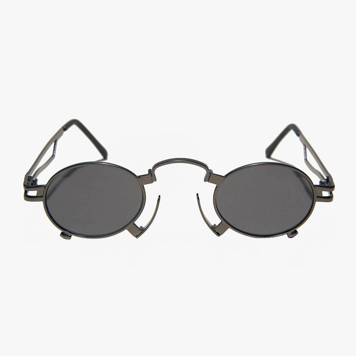 Ultimate Gunmetal Steampunk Sunglass - Jules - Gunmetal / Red Lens