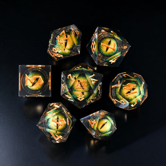 Jurassic Yellow Liquid Core Dice Set