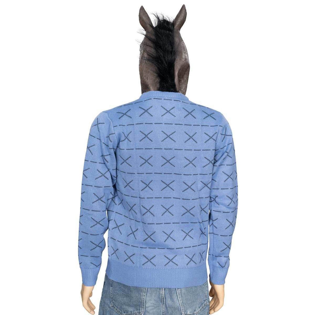 Replica Horse Man Sweater and Jack Halloween Costume Cosplay Mask - Blue / S