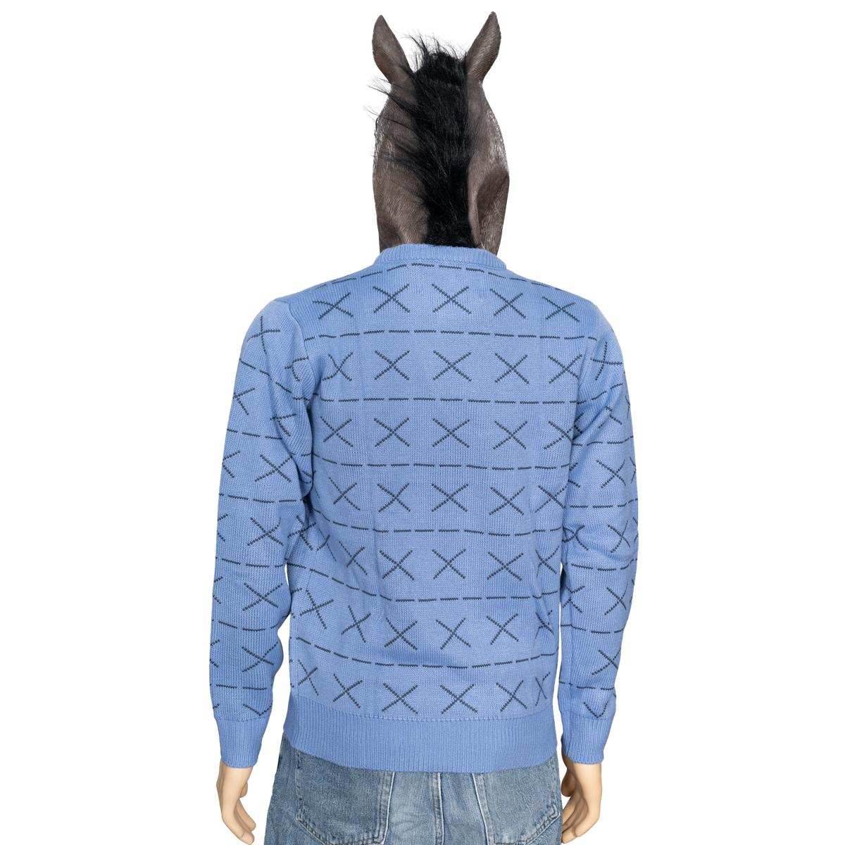 Replica Horse Man Sweater and Jack Halloween Costume Cosplay Mask - Blue / S