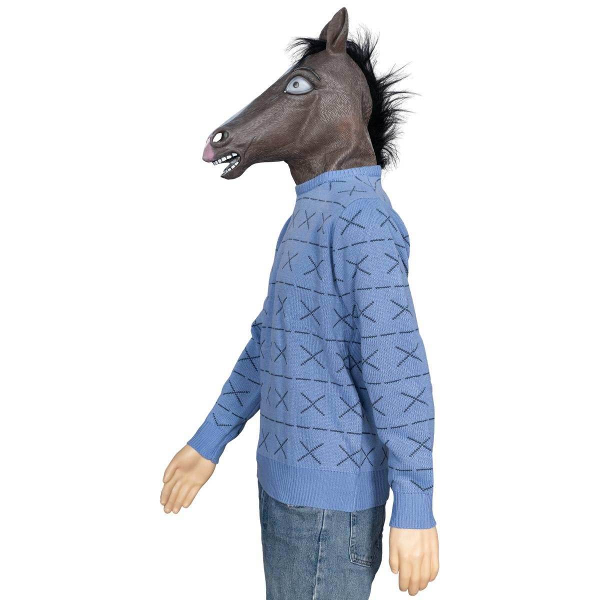 Replica Horse Man Sweater and Jack Halloween Costume Cosplay Mask - Blue / S
