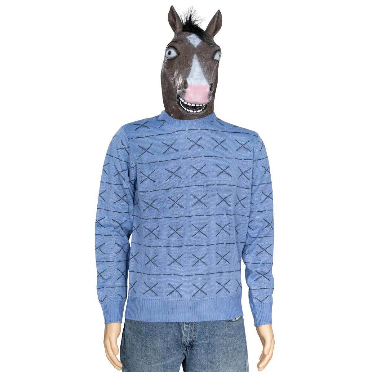 Replica Horse Man Sweater and Jack Halloween Costume Cosplay Mask - Blue / S
