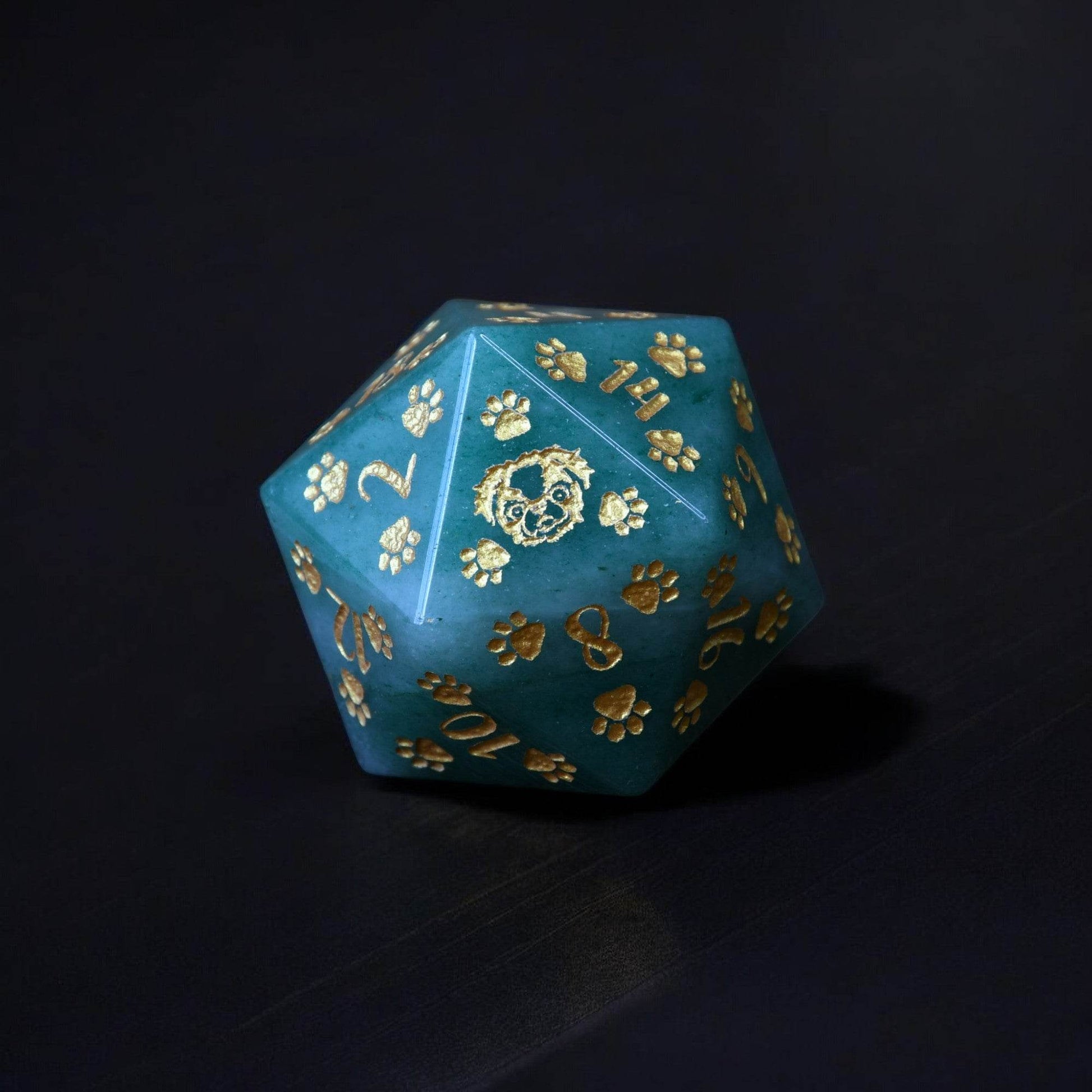 Japanese Chin Puppy Paws Aventurine 30mm D20 - 