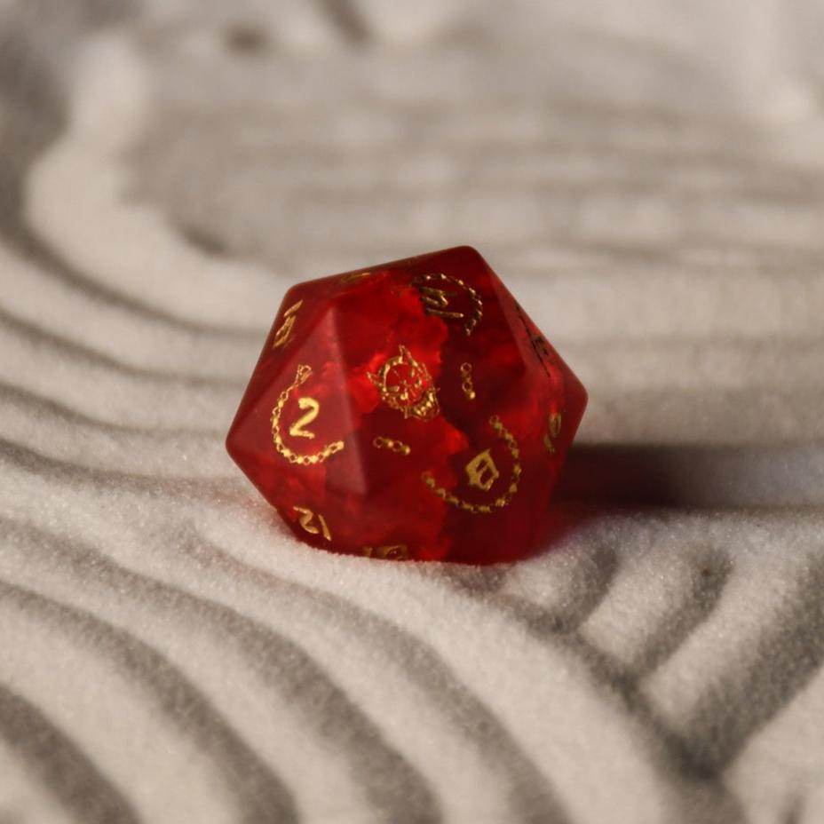 Japanese Frosted Red Glass Dice Set - Dice Around the World Collection - 
