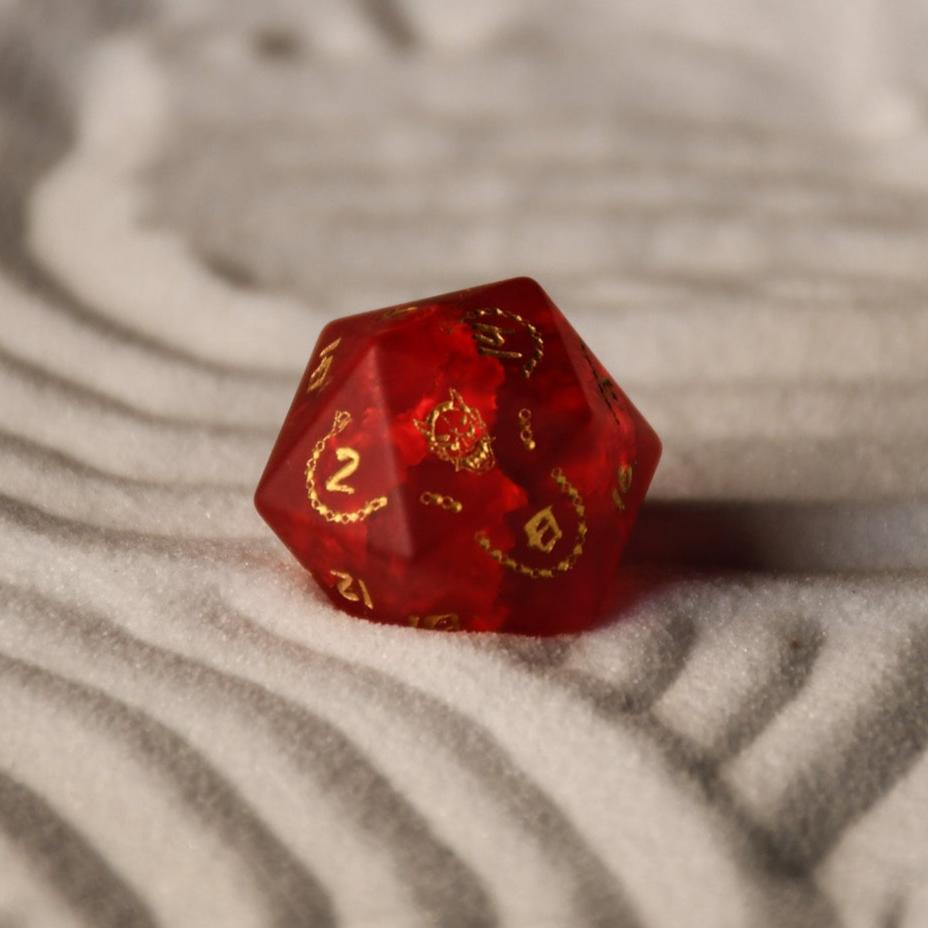 Japanese Frosted Red Glass Dice Set