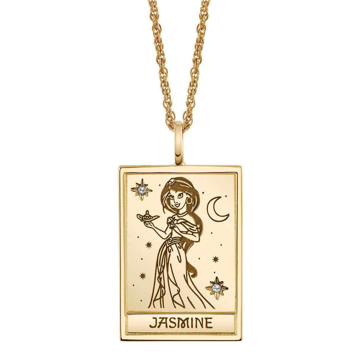 Disney X RockLove ALADDIN Jasmine Tablet Necklace - Yellow Gold Plated