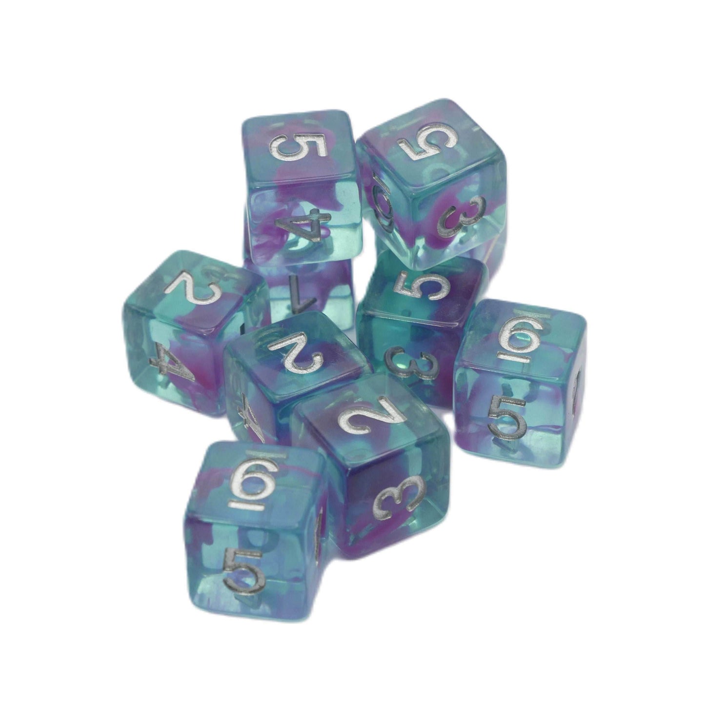 Jellyfish Essence 10d6 - DnD Dice Set | Acrylic RPG Gaming Dice - 