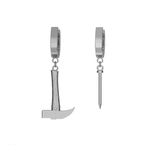 Jujutsu Kaisen™ Nobara's Hammer & Nail Earrings - Chrome / Set (Hammer & Nail)