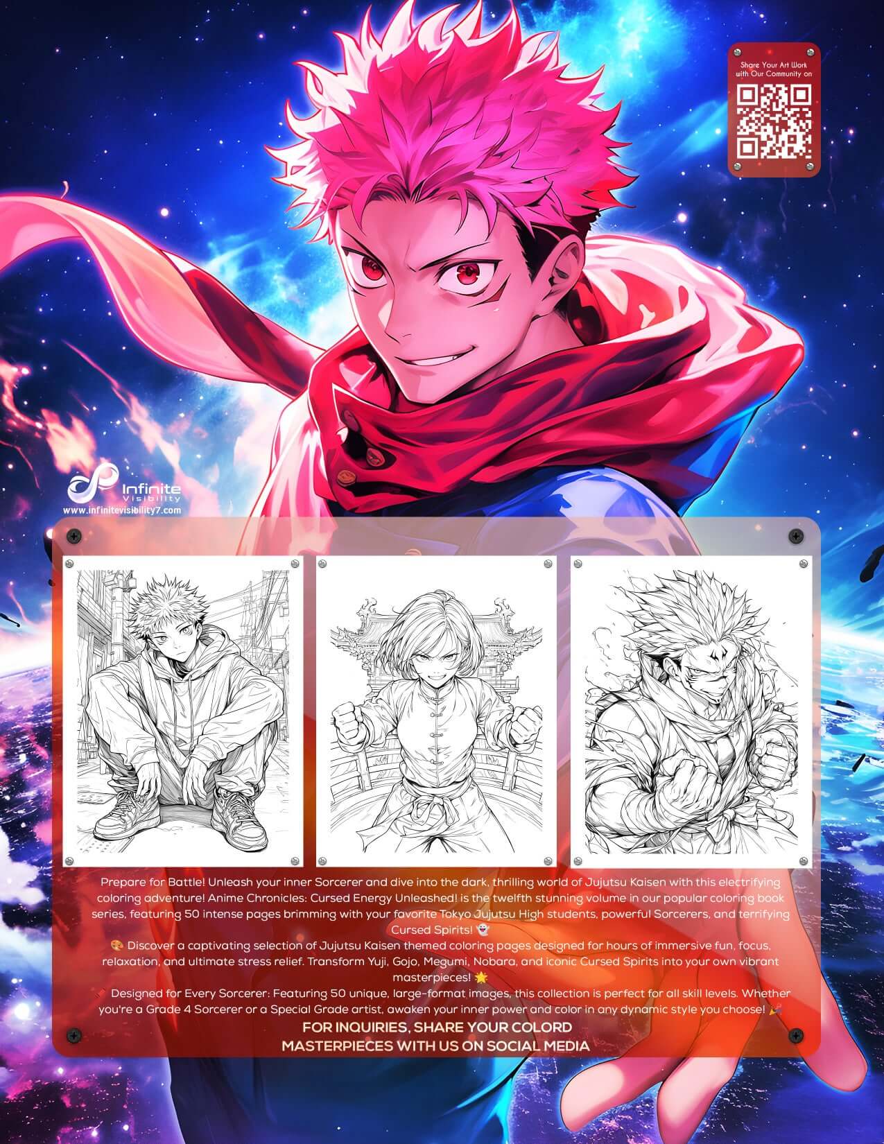 Jujutsu Kaisen Coloring Book Vol 12 | 50 Sorcerer Pages | Anime Chronicles