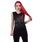 BURNT ROSE - Gathered Shoulder Slant Vest Black