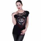SOLEMN VOW - Lace Layered Cap Sleeve Top Black