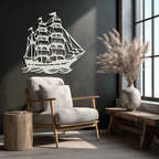 Nordic Viking Ship Metal Wall Art - Norse-Inspired Steel Decor- KAF470