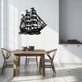 Nordic Viking Ship Metal Wall Art - Norse-Inspired Steel Decor- KAF470