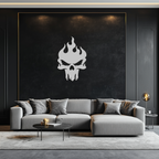 Flaming Skull Metal Wall Art – Bold Gothic Flame Skull Design- KAF623