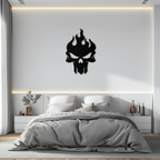 Flaming Skull Metal Wall Art – Bold Gothic Flame Skull Design- KAF623
