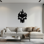Flaming Skull Metal Wall Art – Bold Gothic Flame Skull Design- KAF623