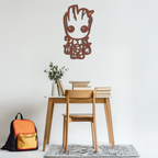 Baby Groot Silhouette Metal Wall Art – Cute Comic Character Metal Decor for Kids and Fans- KAF636