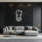 Baby Groot Silhouette Metal Wall Art – Cute Comic Character Metal Decor for Kids and Fans- KAF636