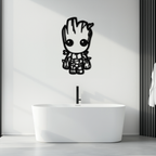 Baby Groot Silhouette Metal Wall Art – Cute Comic Character Metal Decor for Kids and Fans- KAF636